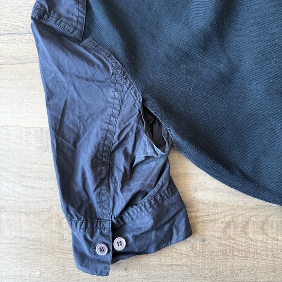 Marni Navy Blue Mixed Media Cotton Poplin Knit Short Sleeve Top - size 2 (IT 38) - Picture 4 of 7